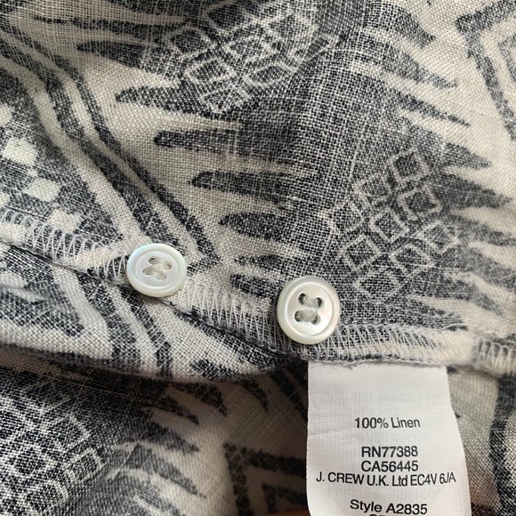 J. Crew 100% Linen Aztec Southwestern Boy Shirt 00 - Picture 6 of 6